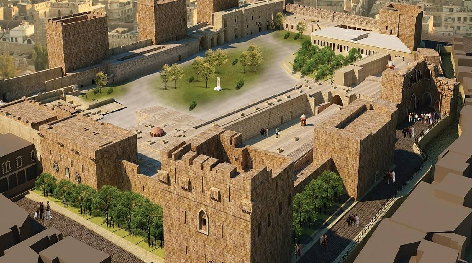 Aerial visualisation of the Citadel of Damascus, from the 2017 DGAM conservation study